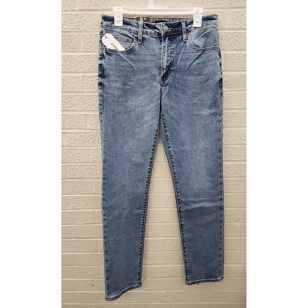 Express Mens Slim Fit Med Wash Straight Blue Jeans 30x32 Denim